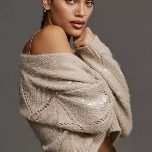 Maeve Cropped Sequin Cardigan Sweater